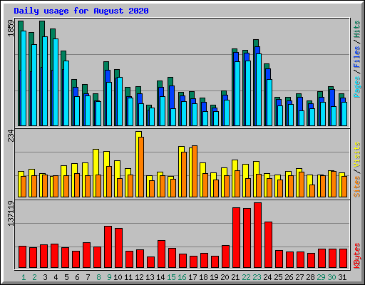 Daily usage for August 2020