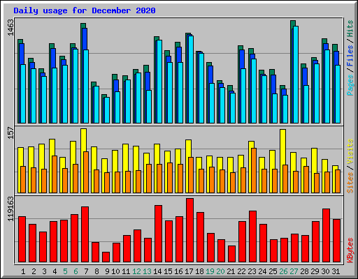 Daily usage for December 2020