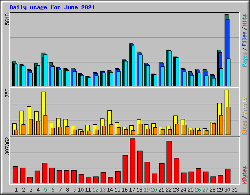 Daily usage for June 2021