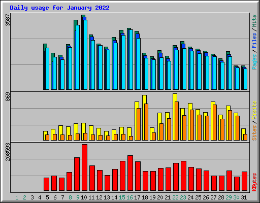Daily usage for January 2022